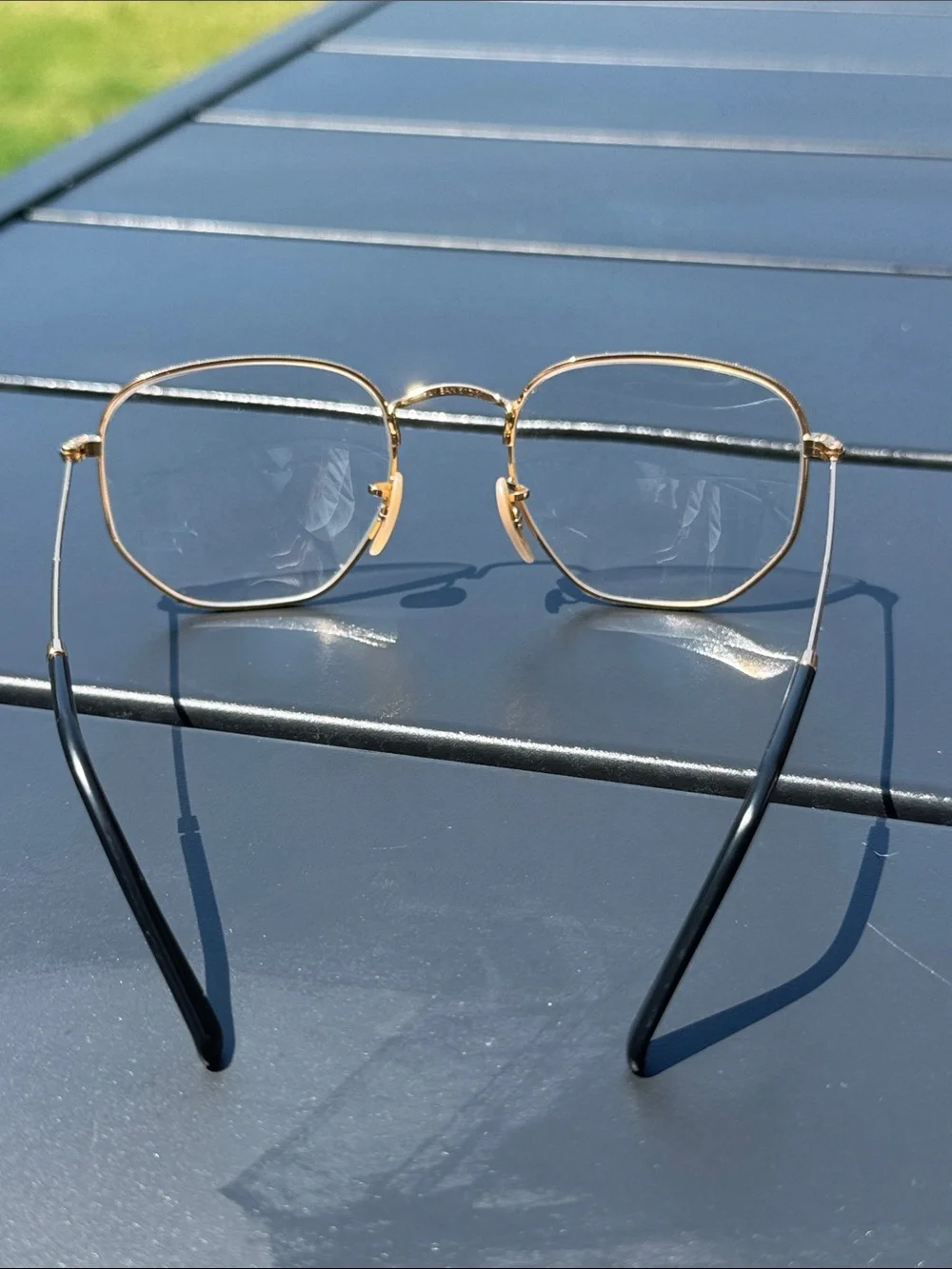 Ray-Ban Gold Women's Hexagon Glasses with Brown Case